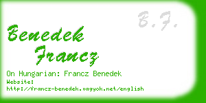 benedek francz business card